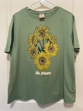 Self Esteem Green Tee with Yellow Graphic